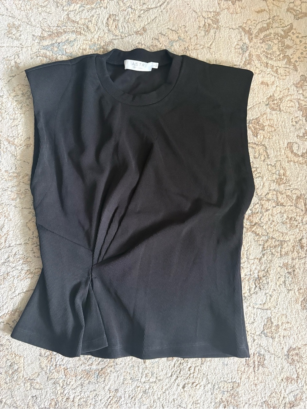 Astr Black Sleeveless Twist-Front Ribbed Tank